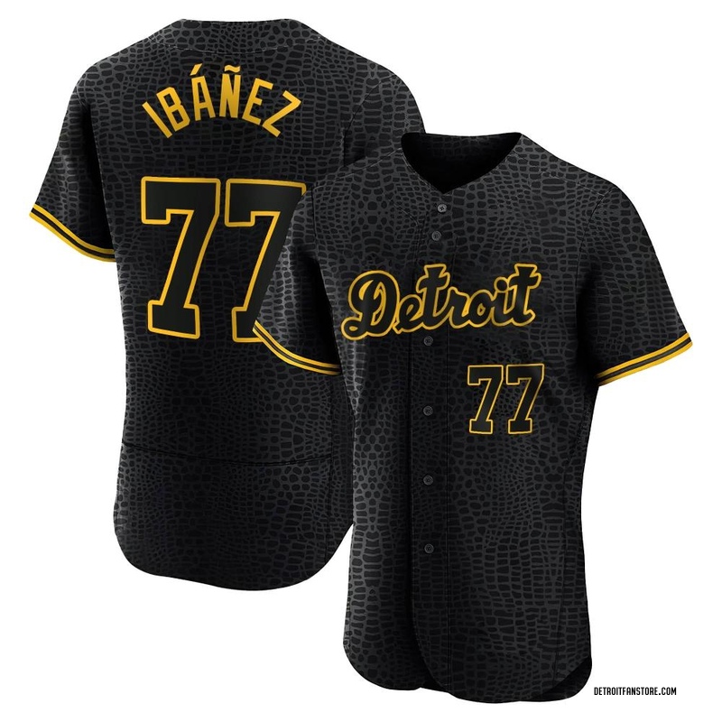 Andy Ibanez Men's Detroit Tigers Snake Skin City Jersey - Black Authentic
