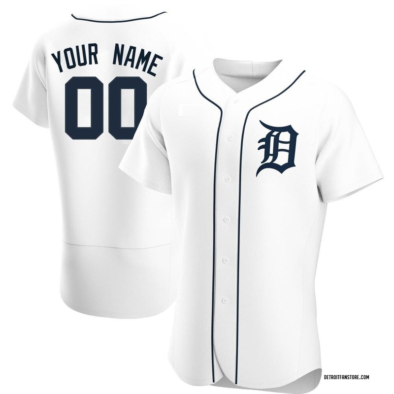 Custom Men's Detroit Tigers Home Jersey - White Authentic