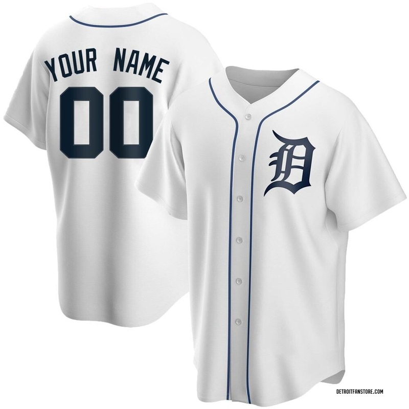 Detroit Tigers Custom Name Number Baseball Jersey White Golden