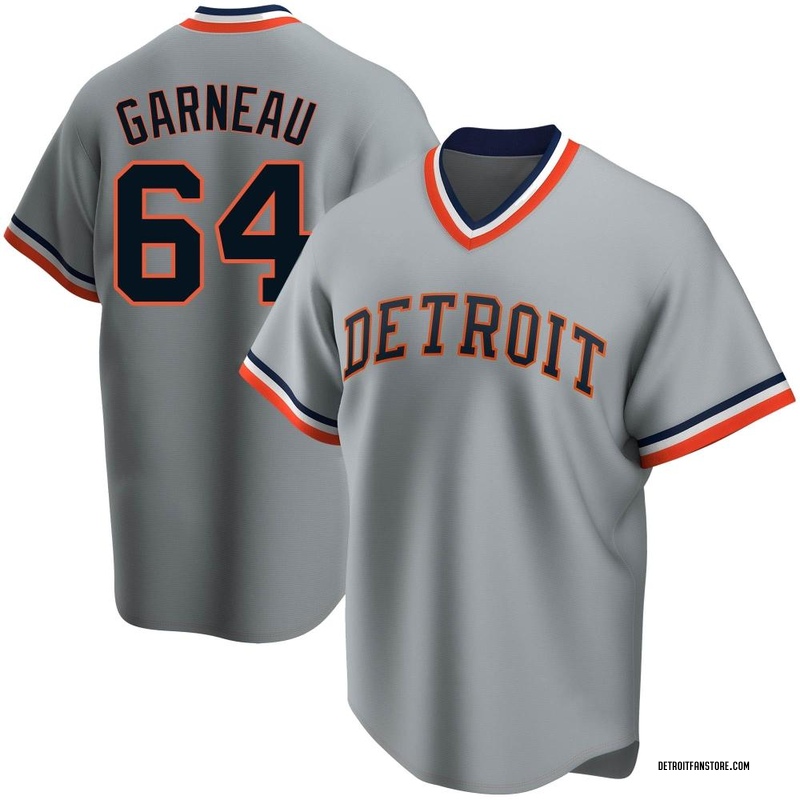 Dustin Garneau Men's Detroit Tigers Road Cooperstown Collection Jersey -  Gray