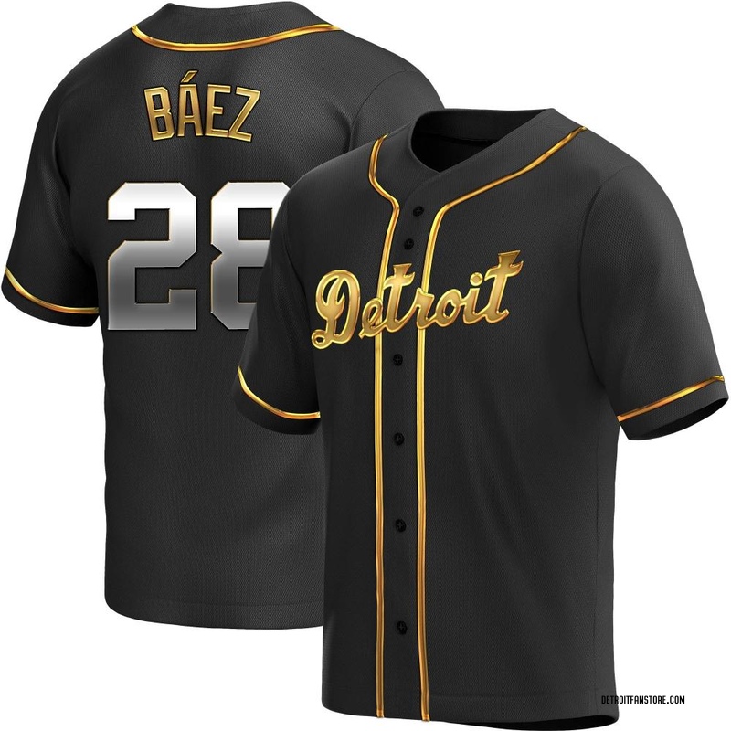 Javier Baez Men's Detroit Tigers Alternate Jersey - Black Golden Replica