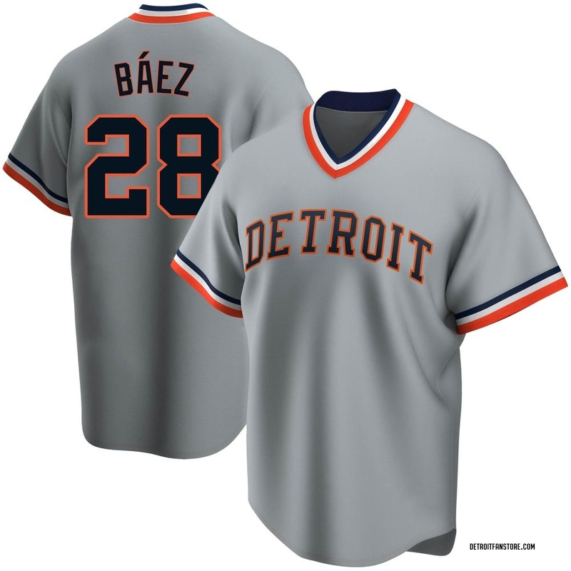 Javier Baez Men's Detroit Tigers Road Cooperstown Collection Jersey - Gray  Replica