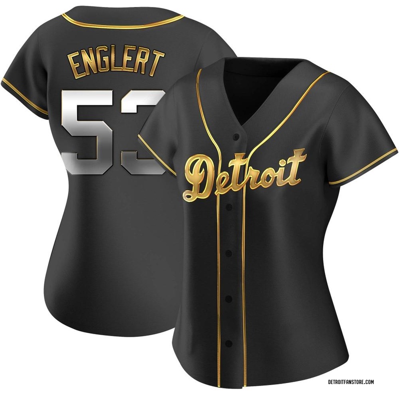 Mason Englert Men's Detroit Tigers Alternate Jersey - Black Golden Replica