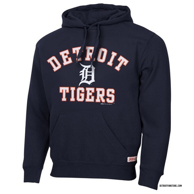 Men's Detroit Tigers Stitches Fastball Fleece Pullover Hoodie - - Navy Blue